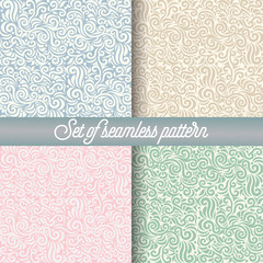 set of seamless pattern floral background vector