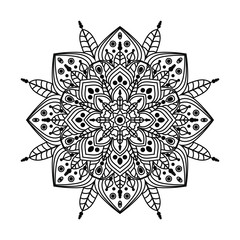 Abstract round ornament. Mandala style ornament for coloring books. Decorative elements hand drawn.