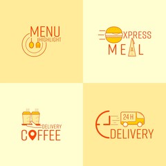 Food and beverage delivery business symbol set. Vector illustration icon design style.