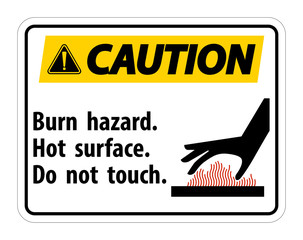 Caution Burn hazard,Hot surface,Do not touch Symbol Sign Isolate on White Background,Vector Illustration