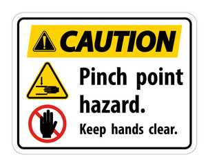 Caution Pinch Point Hazard,Keep Hands Clear Symbol Sign Isolate on White Background,Vector Illustration