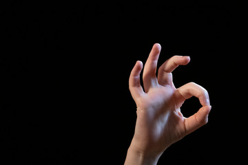 hand on black background