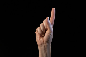 hand on black background