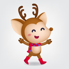 Merry Christmas greeting card. Cute character design for Christmas festive. Christmas template