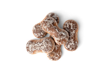 Traditional russian honey gingerbread isolated on white background.