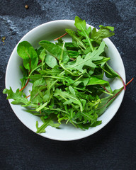 Healthy salad, leaves mix salad (mix micro green, juicy snack). food background, Top imsge 