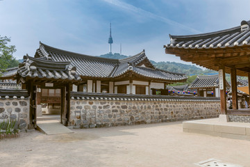Fototapeta premium Korea Old House at Namsangol Hanok Village in Seoul South Korea.