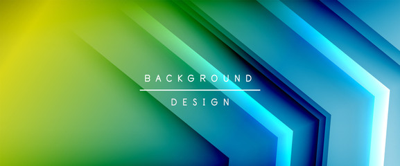 Arrow lines, technology digital template with shadows and lights on gradient background. Trendy simple fluid color gradient abstract background with dynamic straight shadow lines effect