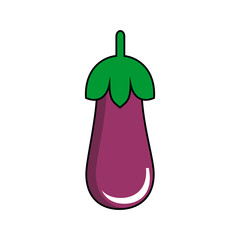 Single Fresh and healthy eggplant illustration icon. Simple and natural design of eggplant. Fruit basic element graphic resources.