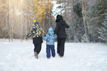 family in snow