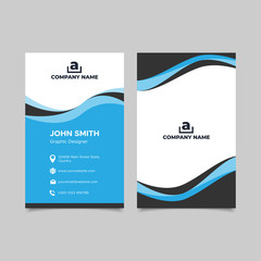 Blue wavy business card template design