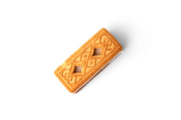 Sandwich of cookies with souffle isolated on white background.