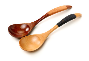 Wooden spoon isolated on white background