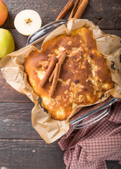 Homemade blondie (blonde) brownies apple cake square slices