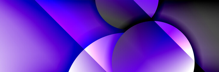 Fototapeta premium Dynamic trendy geometrical abstract background. Circles, round shapes 3d shadow effects and fluid gradients. Modern overlapping round forms