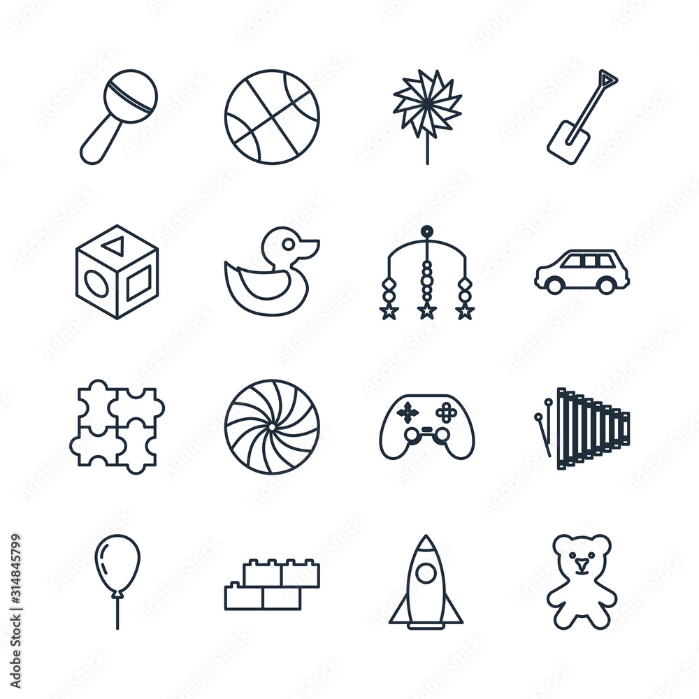 Poster Set baby toys icon template color editable. feeding and care element pack symbol vector sign isolated on white background illustration for graphic and web design.