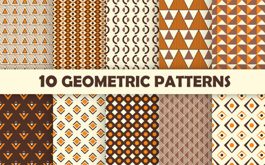 Set of geometric seamless pattern. 