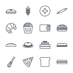 Set Bakery icon template color editable. Bakery shop elements pack symbol vector sign isolated on white background illustration for graphic and web design.