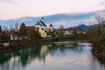 Fototapeta premium Panoramic view of old town Fuessen, Bavaria Germany