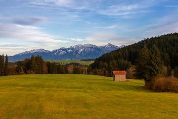 Panoramic view of Alps in Bavaria, Germany
