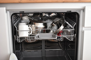 Dirty dishes in the dishwasher