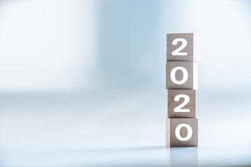 Wood block 2020 on table