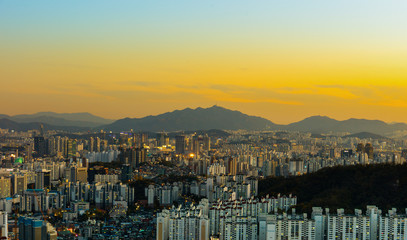 Seoul South Korea City Skyline with seoul tower.