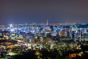 Seoul South Korea City Skyline with seoul tower.