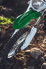 The front wheels of motocross and Enduro. Fender and Headlight