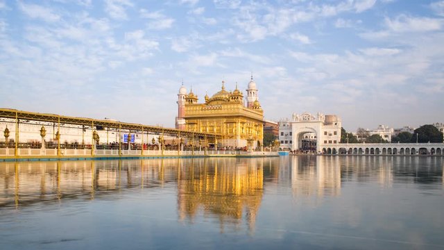 India, Punjab, Amritsar, (Golden Temple), The Harmandir Sahib, one of the most revered spiritual sites of Sikhism - time lapse