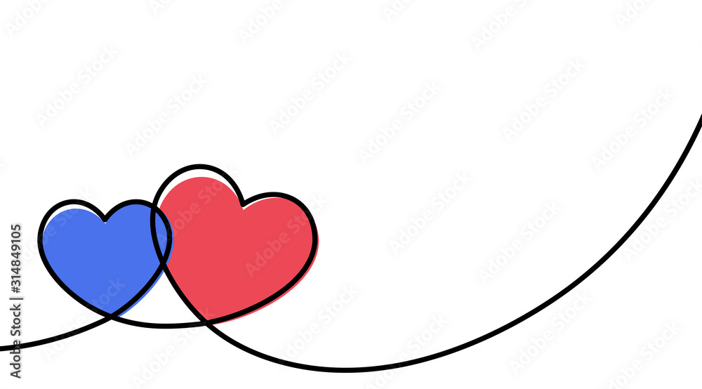 Canvas Prints valentines card with line art drawing of two simple hearts sign.