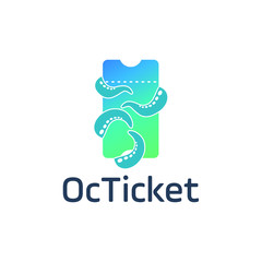 ticket logo simple design. octopus and ticket logo vector sign isolated on white background modern icon template for graphic and web design concept