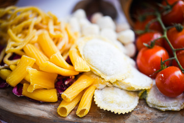 delicious fresh italian pasta close up view