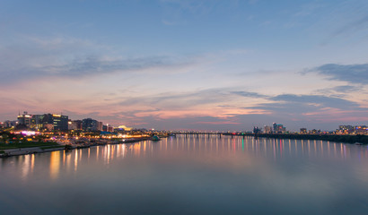 Sunset twilight at Han river Seoul city  South Korea.