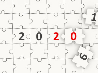 2020 New year symbol on puzzle