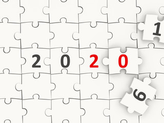 Fototapeta premium 2020 New year symbol on puzzle