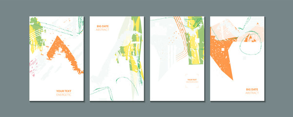 Naklejka premium Simple comfortable paint brush soothing pastel muted pale calm tones card templates set