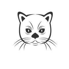 Vector of a cat face icon to animal Black and White Logo, Sign, Design. symbol. Illustrator. on white background