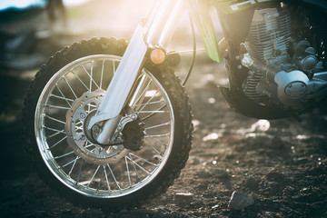 The front wheels of motocross and Enduro. Fender and Headlight