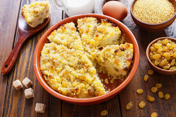 Millet casserole with raisins