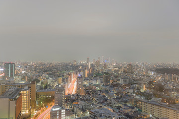 東京都文京区後楽園から見る東京の夜景