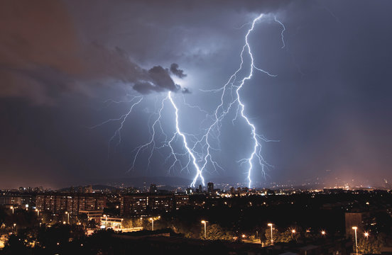 lightning over the city