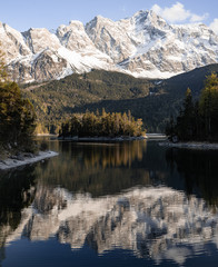 Reflection at beautiful Lake Eibsee in Bavaria