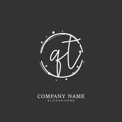 Handwritten initial letter Q T QT for identity and logo. Vector logo template with handwriting and signature style.