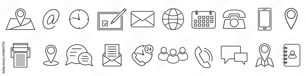 Wall mural icons in thin line style. vector linear icons.