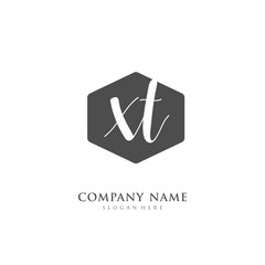  Handwritten initial letter X T XT for identity and logo. Vector logo template with handwriting and signature style.