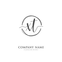  Handwritten initial letter X T XT for identity and logo. Vector logo template with handwriting and signature style.