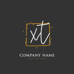  Handwritten initial letter X T XT for identity and logo. Vector logo template with handwriting and signature style.