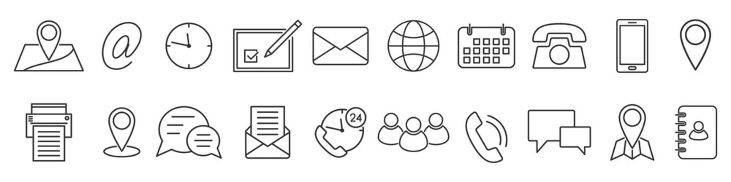 Icons in thin line style. Vector linear icons.