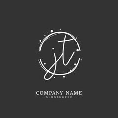 Handwritten initial letter J T JT for identity and logo. Vector logo template with handwriting and signature style.